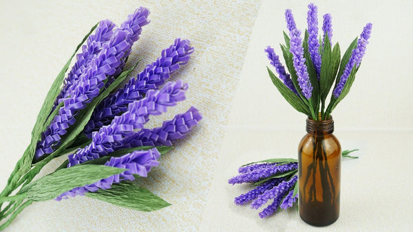 Make lavender flowers from plastic straws