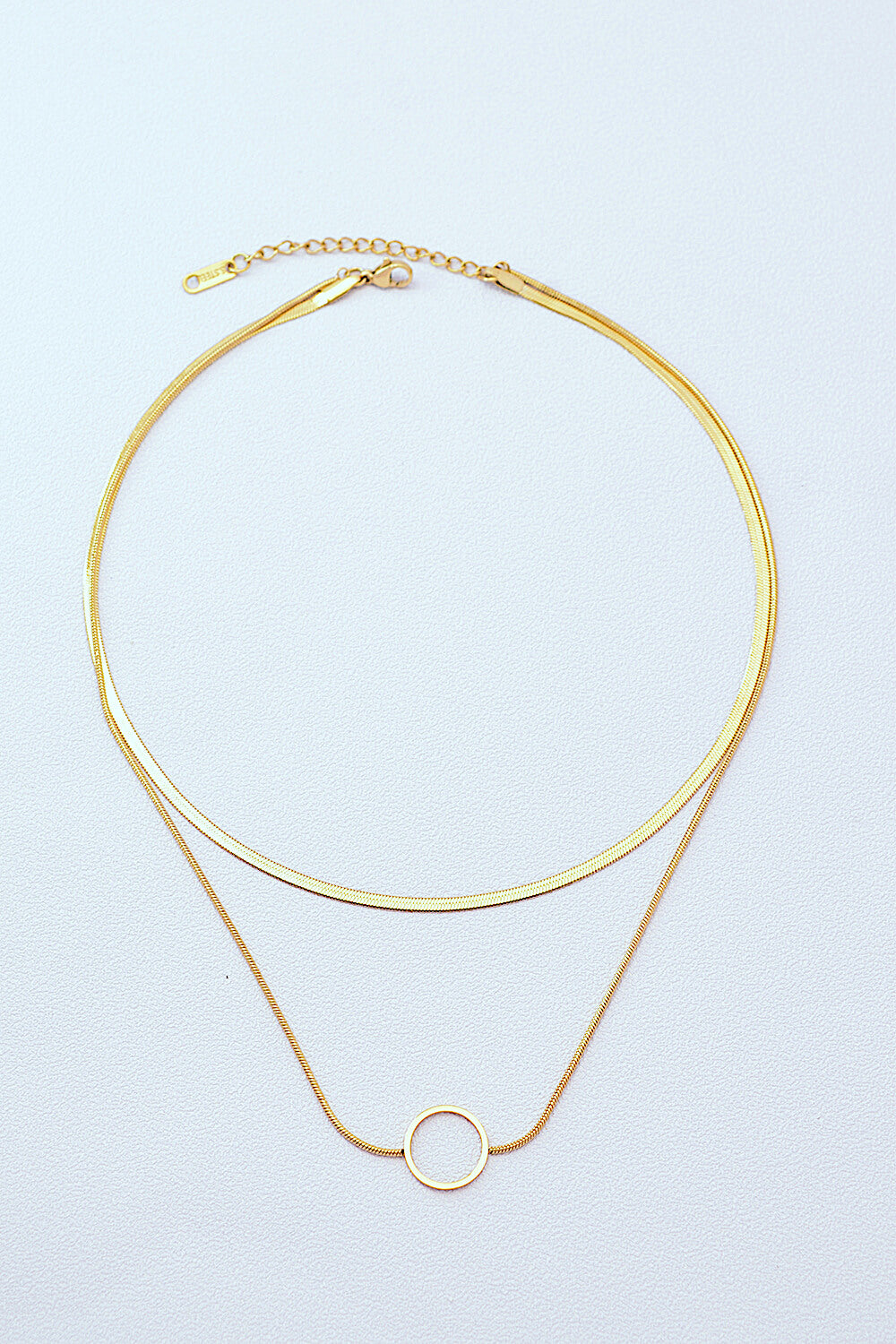 Around the Clock Circle Pendant Double Layered Necklace