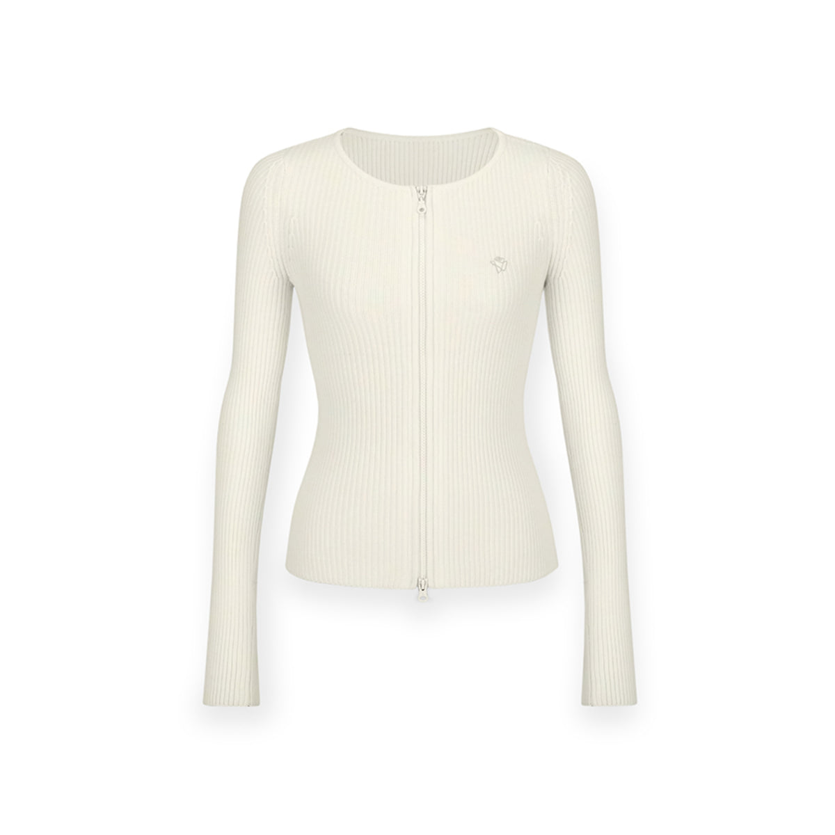 NotAwear Elastic Sports Knit Zip-Up Slim Top Cream