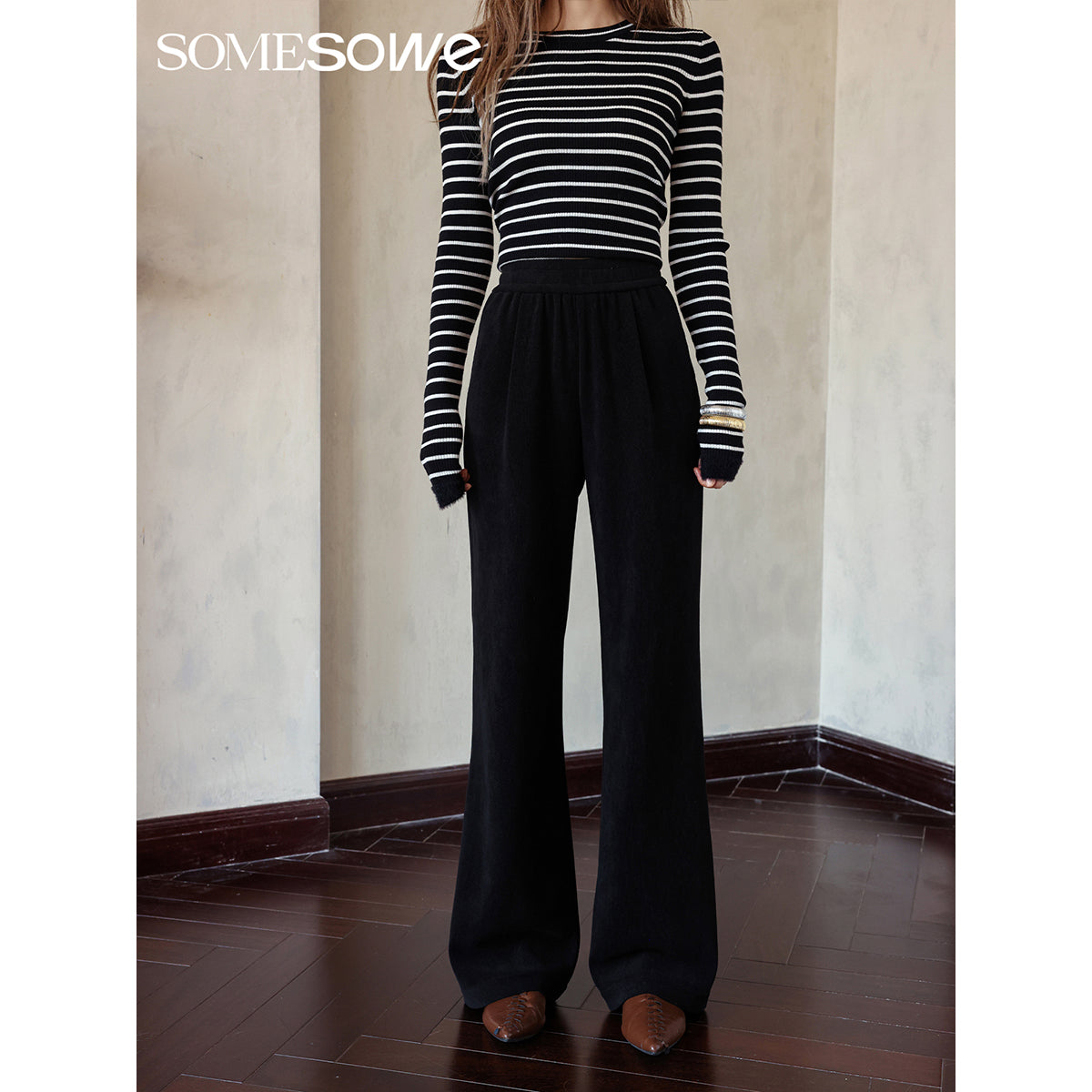 SomeSowe Chenille Oversized Pants Black