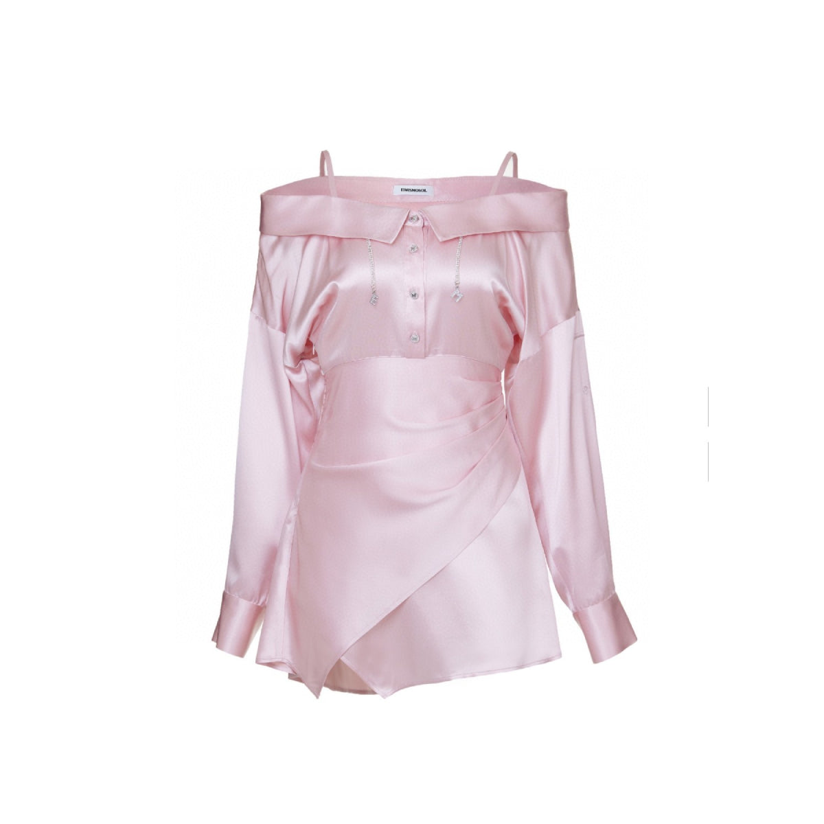 Eimismosol Off-Shoulder Chain Satin Dress Pink