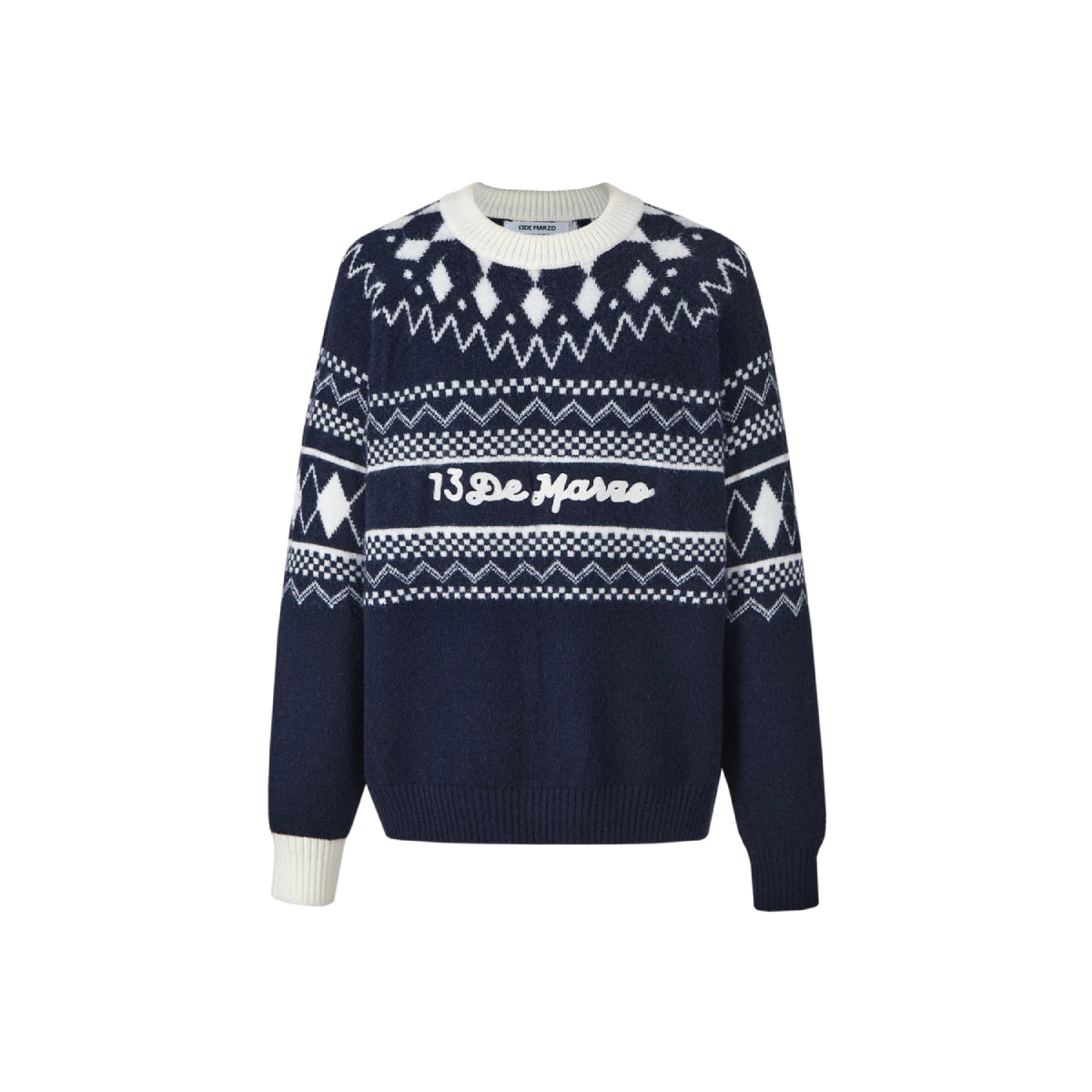 13De Marzo Bear Exotic Vintage Knit Sweater Navy Blue