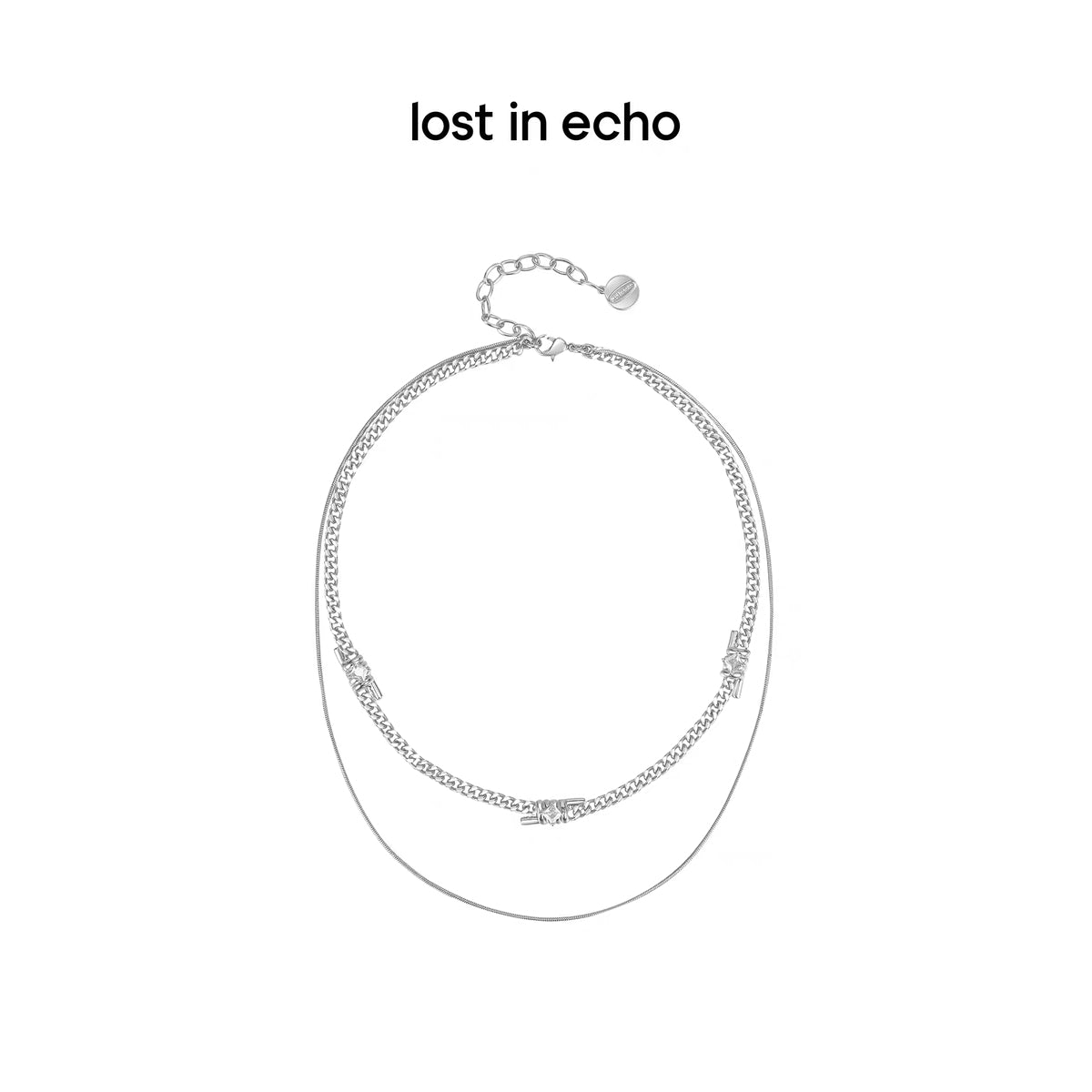 Lost In Echo Double Layer Zircon Necklace Sliver