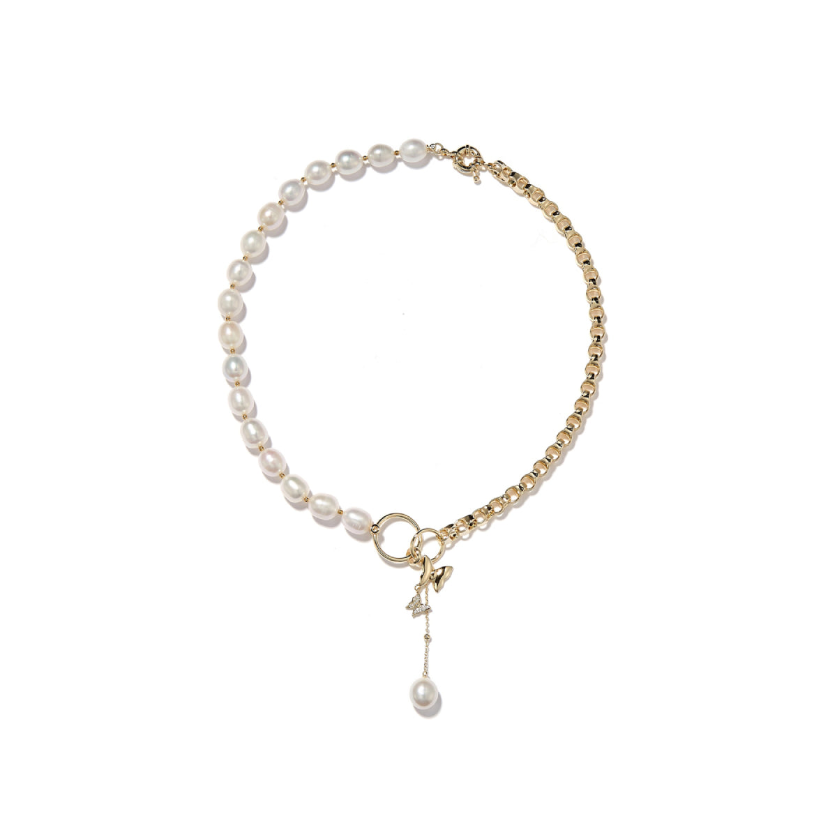 Lost In Echo Stitching Pearl Zircon Necklace