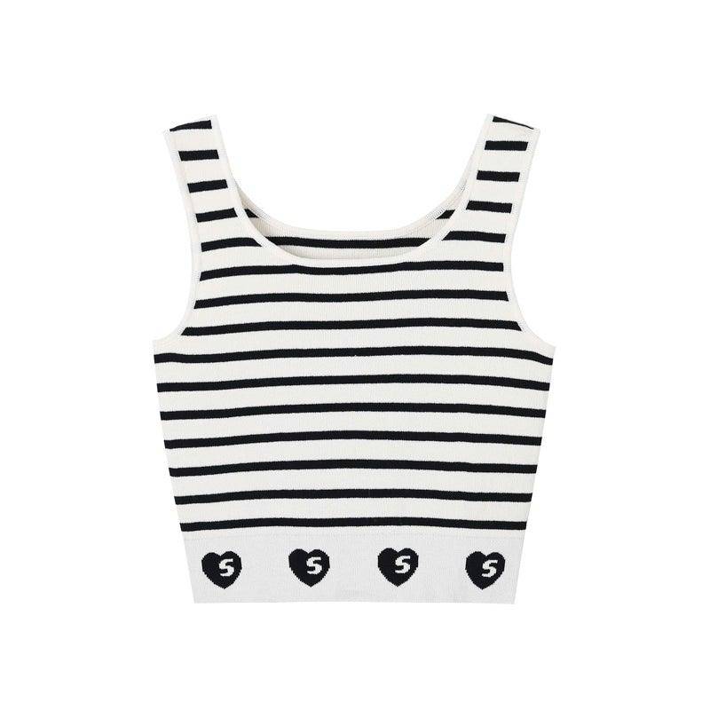 SomeSowe Heart Knitted Vest Stripe