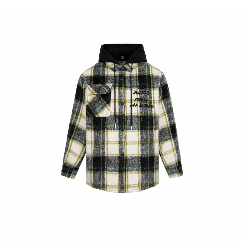 13 De Marzo Plush Bear Plaid Woolen Shirt Jacket