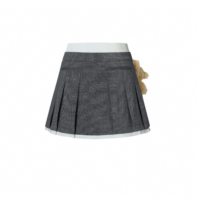 13De Marzo Bear Loin Pleated Skirt Grey