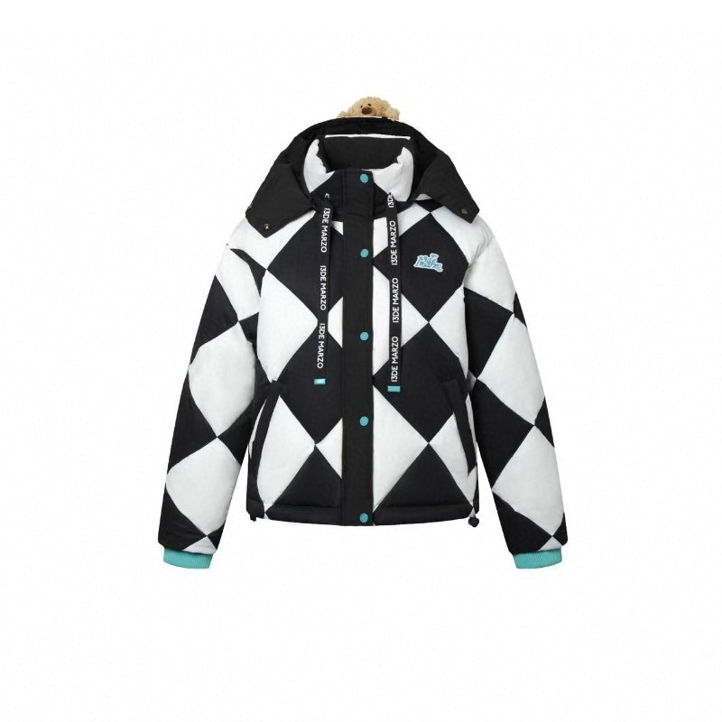 13De Marzo Diamond Plaid Down Jacket Black