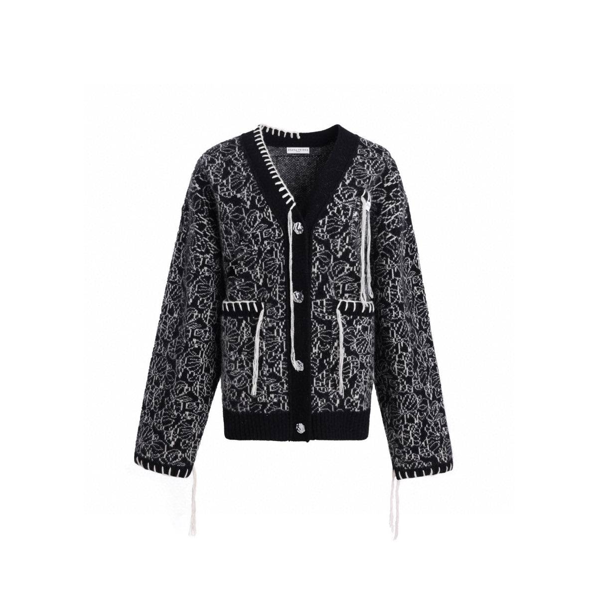 Diana Vevina Drawstring Totem Cardigan Black