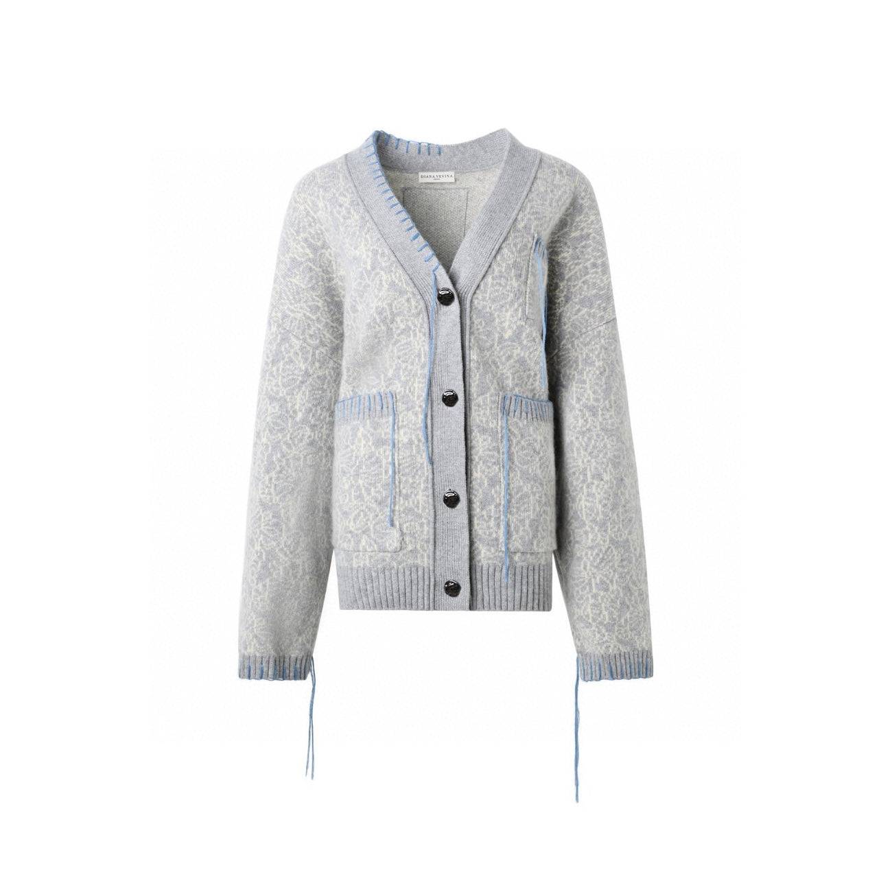 Diana Vevina Drawstring Totem Cardigan Grey