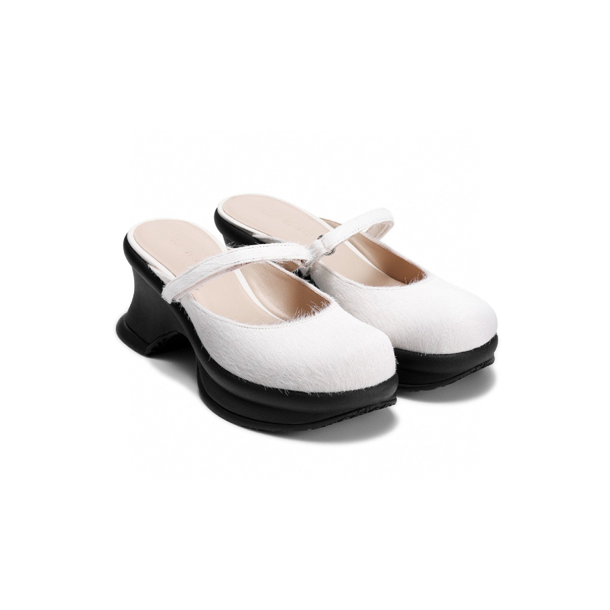 Lost In Echo Thick-Soled Velcro Maryjane White