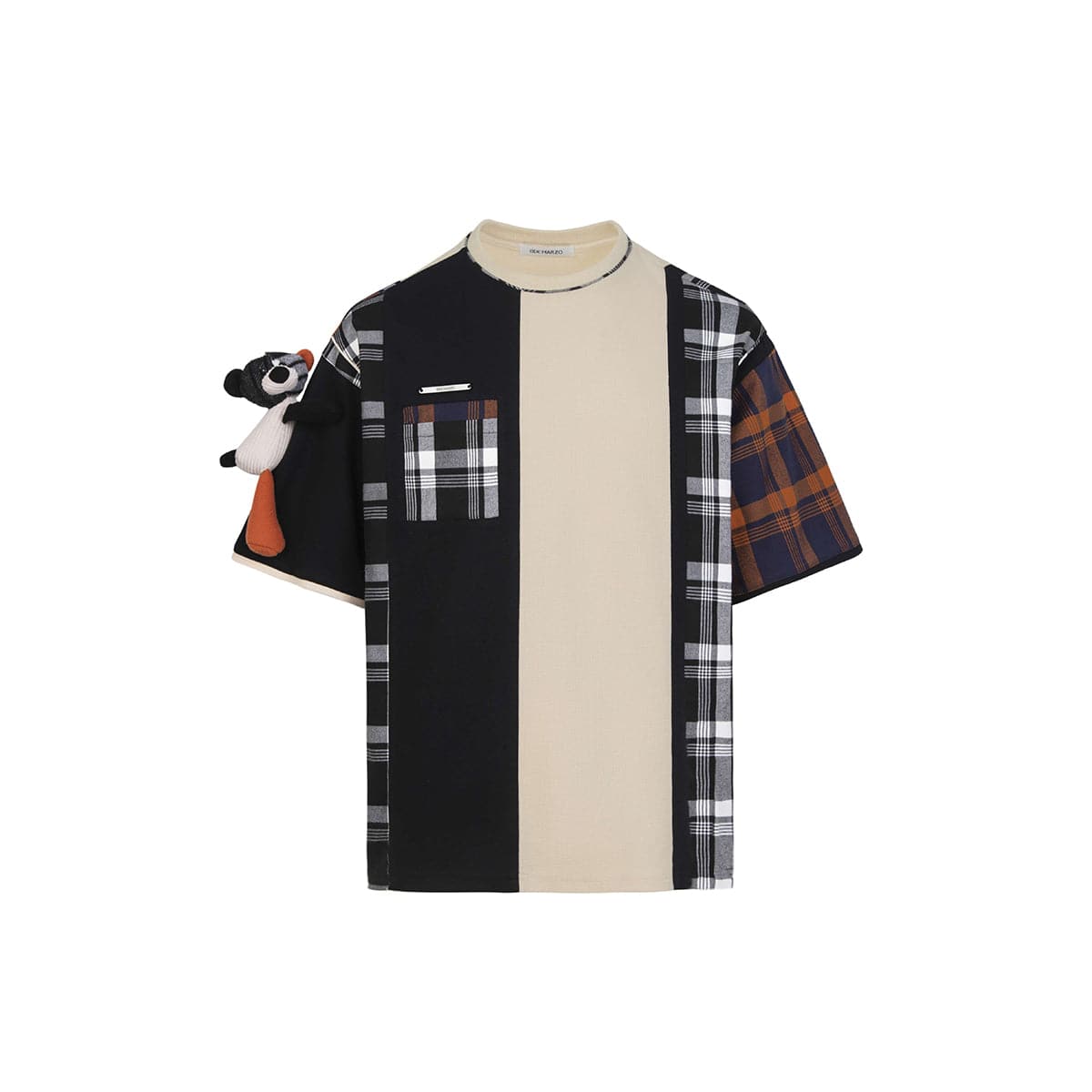 13De Marzo Vintage Plaid Patch T-shirt