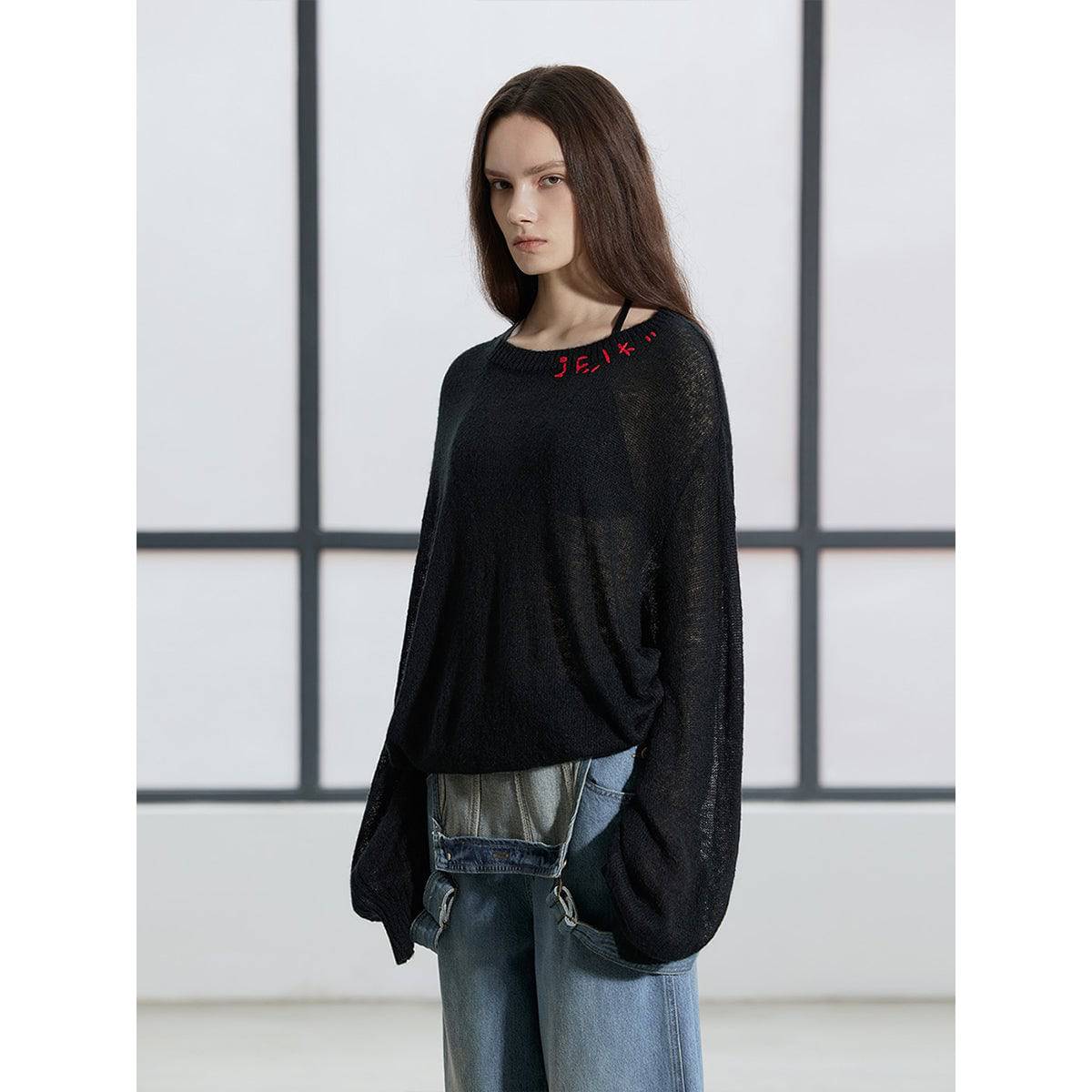 IFIK Cut-Out Mohair Knit Sweater