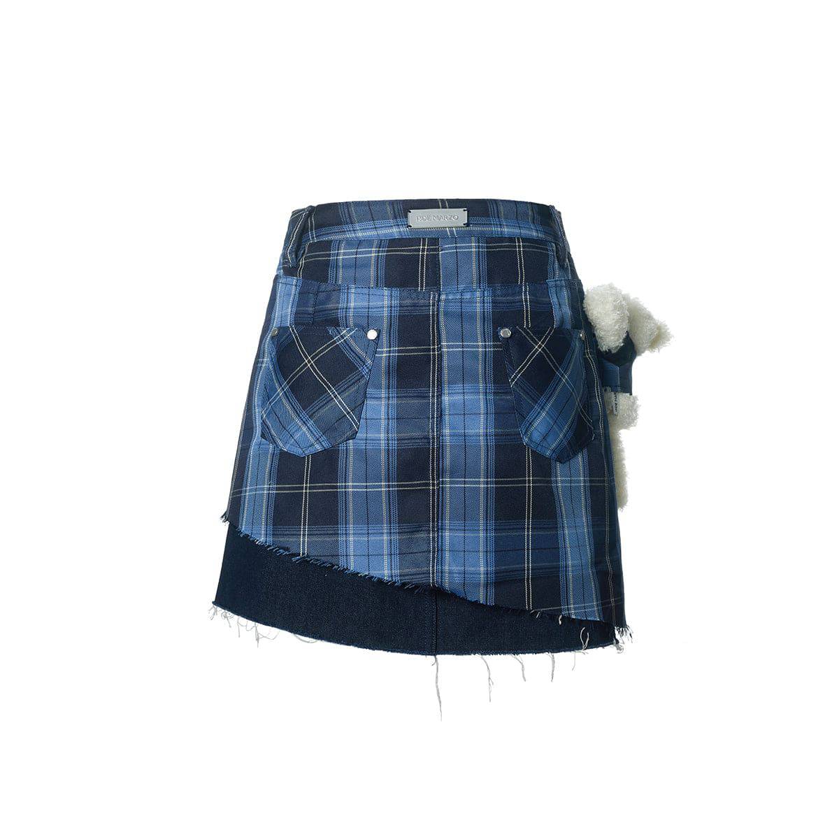 13De Marzo Doozoo Plaid Denim Skirt Blue