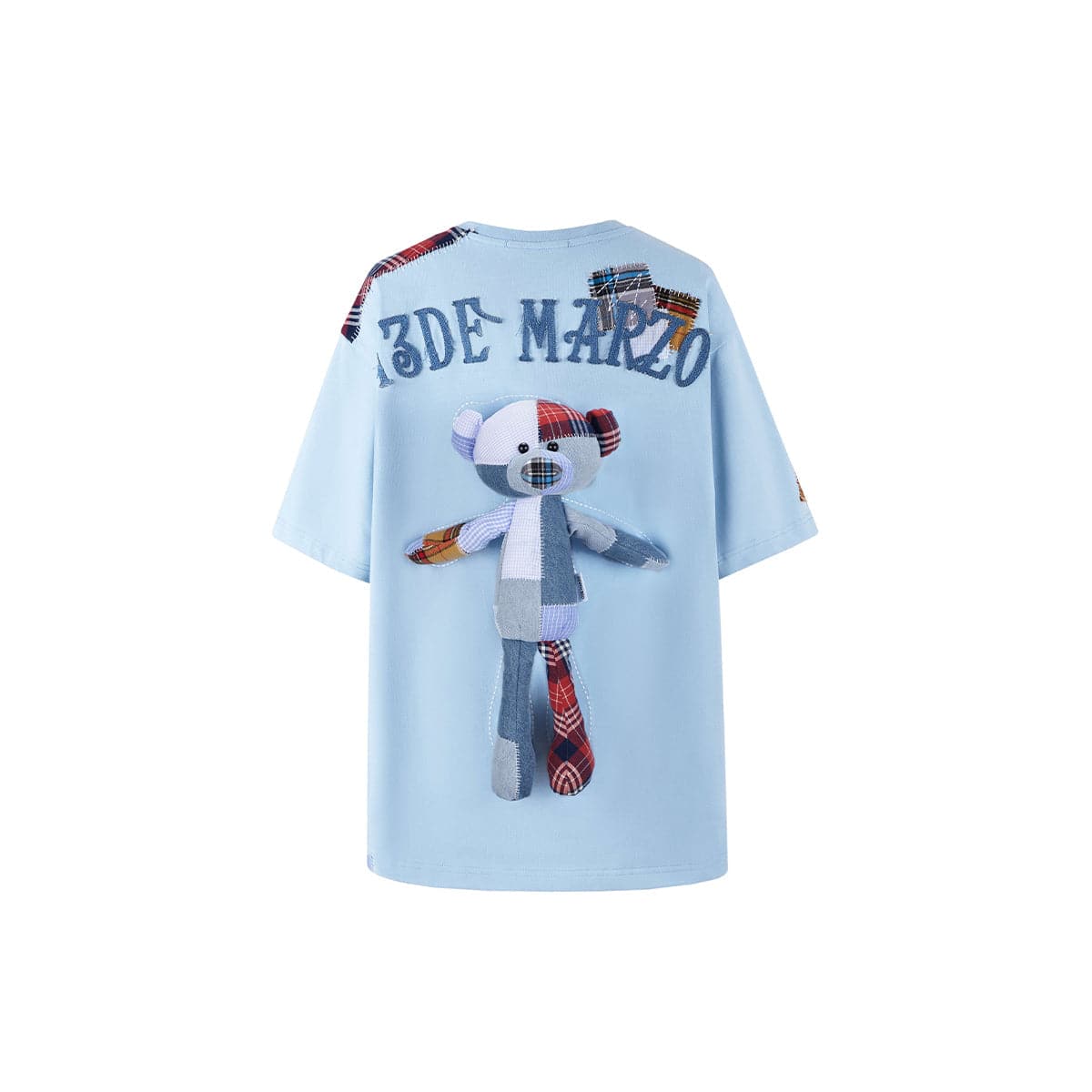 13De Marzo Bear Patch Suture Denim Tee Blue