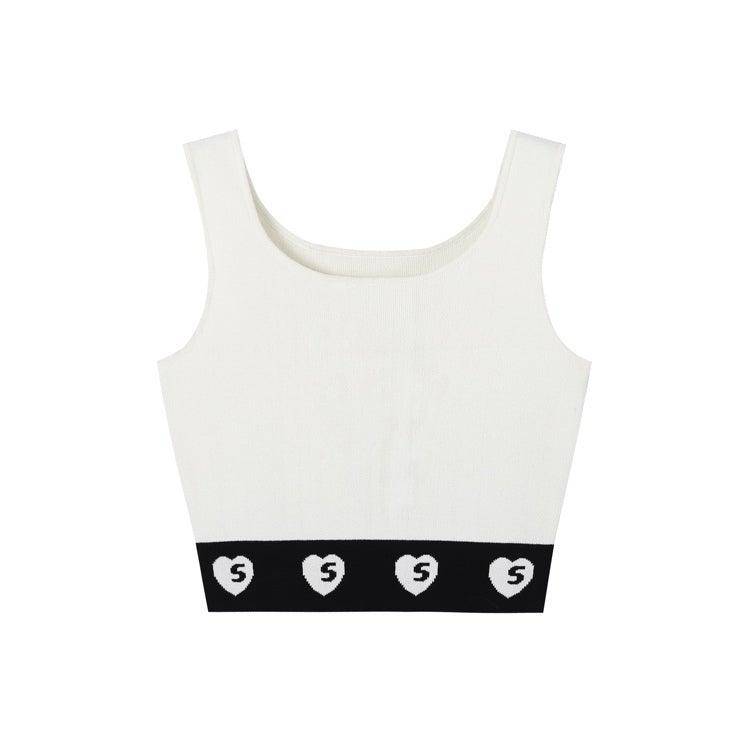 SomeSowe Heart Knitted Vest White