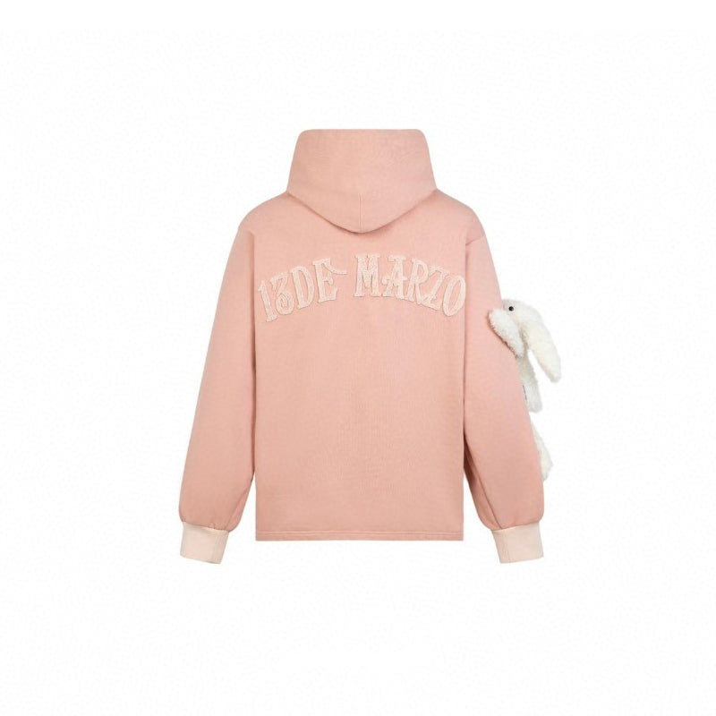 13De Marzo Bunny Forearm Hoodie Pink