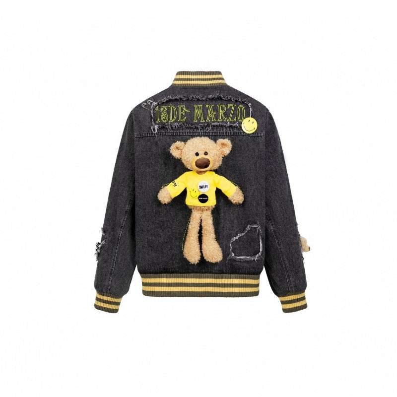 13 De Marzo X Smiley Broken Pin Denim Jacket Black