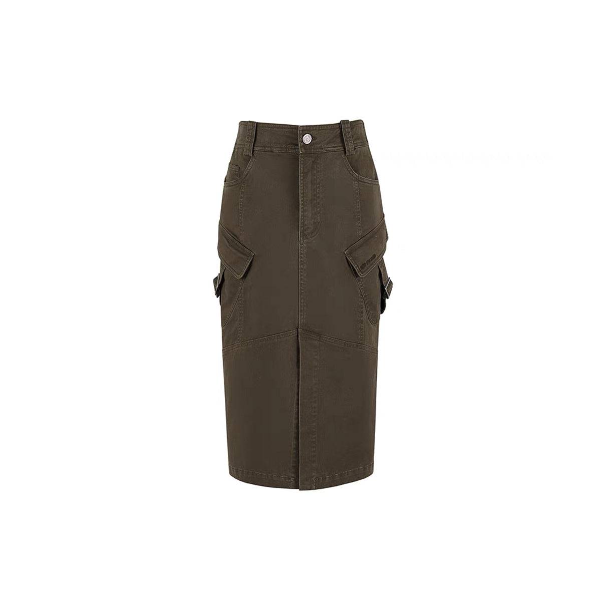 NotAwear Pocket Cargo Denim Split Long Skirt