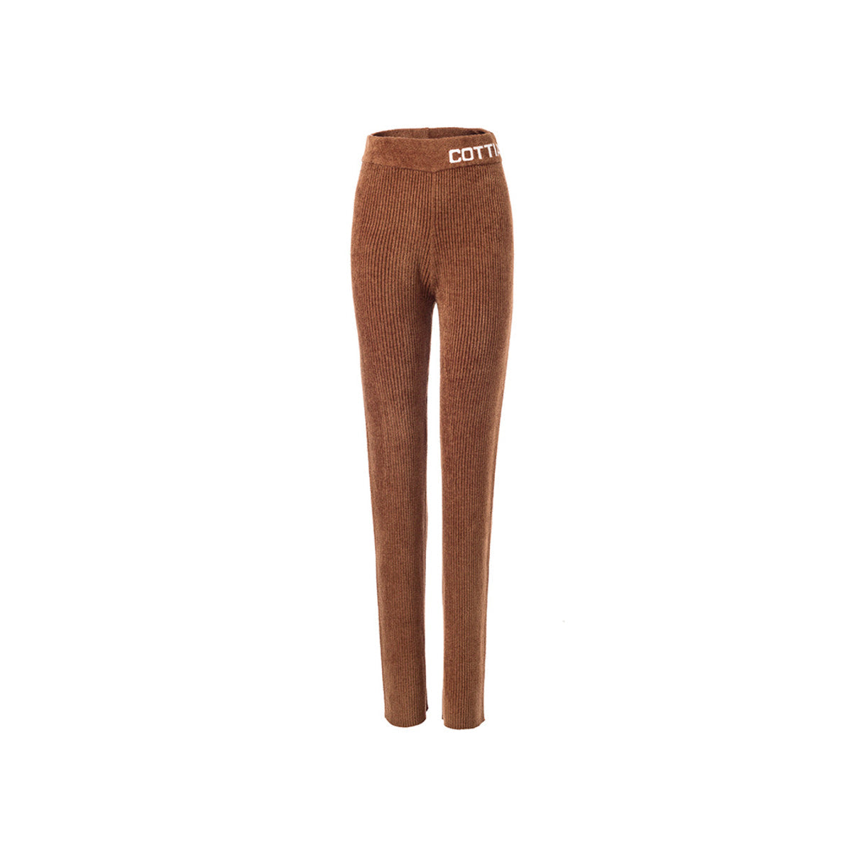 Cottia Jacquard Logo Knit Pants Brown