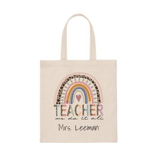 Best Teacher Ever Rainbow Custom Tote Bag