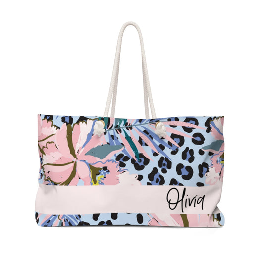 Personalized Spring Leopard Weekender