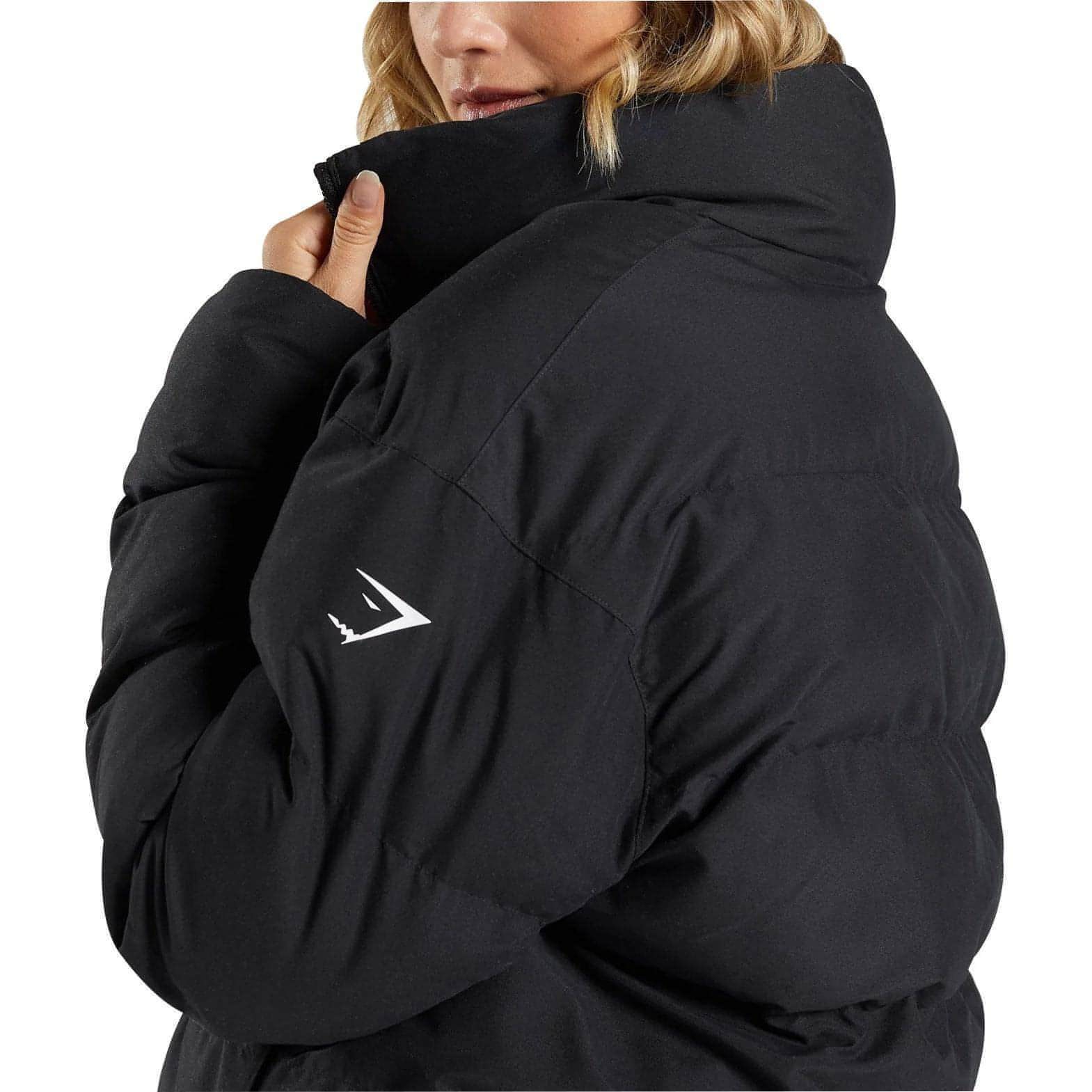 Gymshark Essential Black Puffer Mens Polyester Jacket GLJK4763 BK