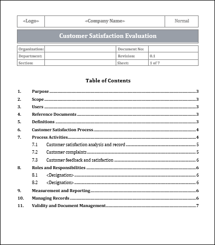 ISO 9001  Customer Satisfaction Procedure