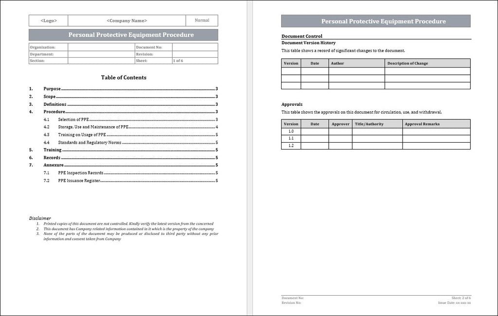 PPE Procedure Template