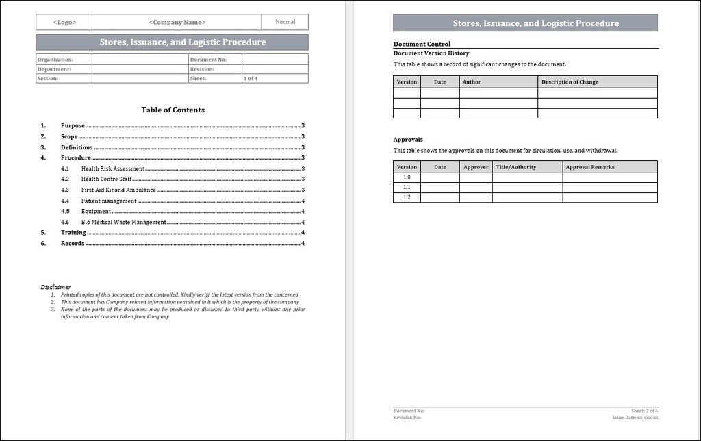 Stores Issuance and Logistics Procedure Template