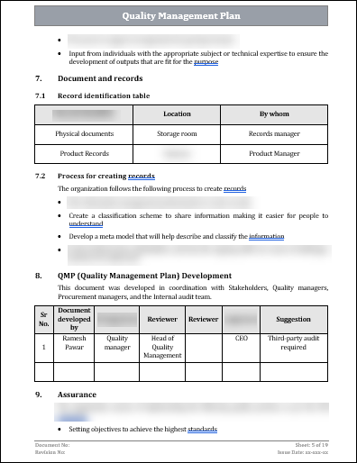 ISO 9001 Quality Management Plan Template