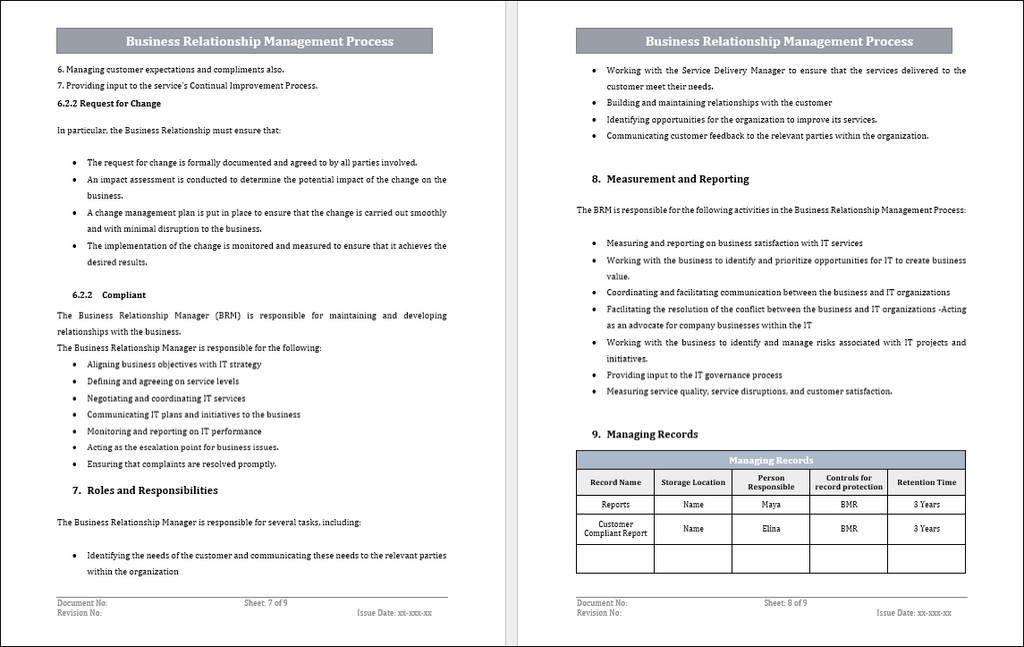 ISO 20000 Business Relationship Management Template – ISO Templates and ...