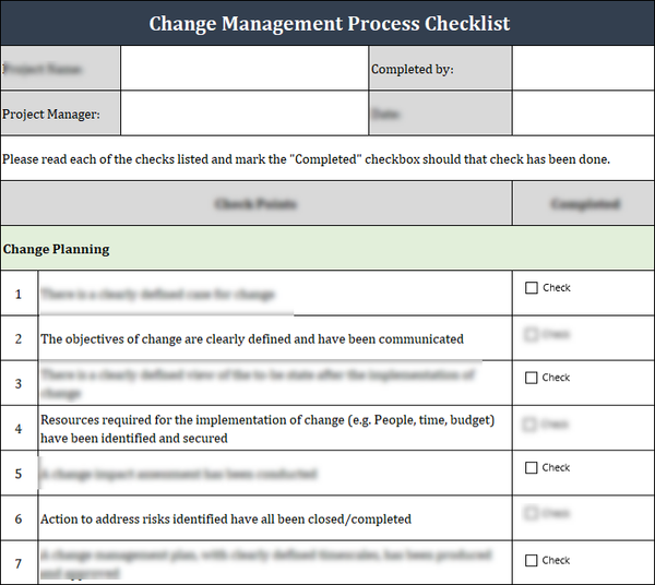 Change Management Process Checklist