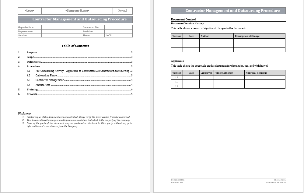 Contractor Management and Outsourcing Template