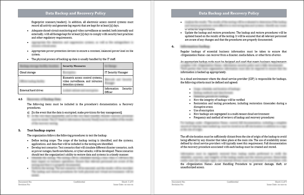 ISO 27001:2022 Data Backup And Recovery Policy Template Download