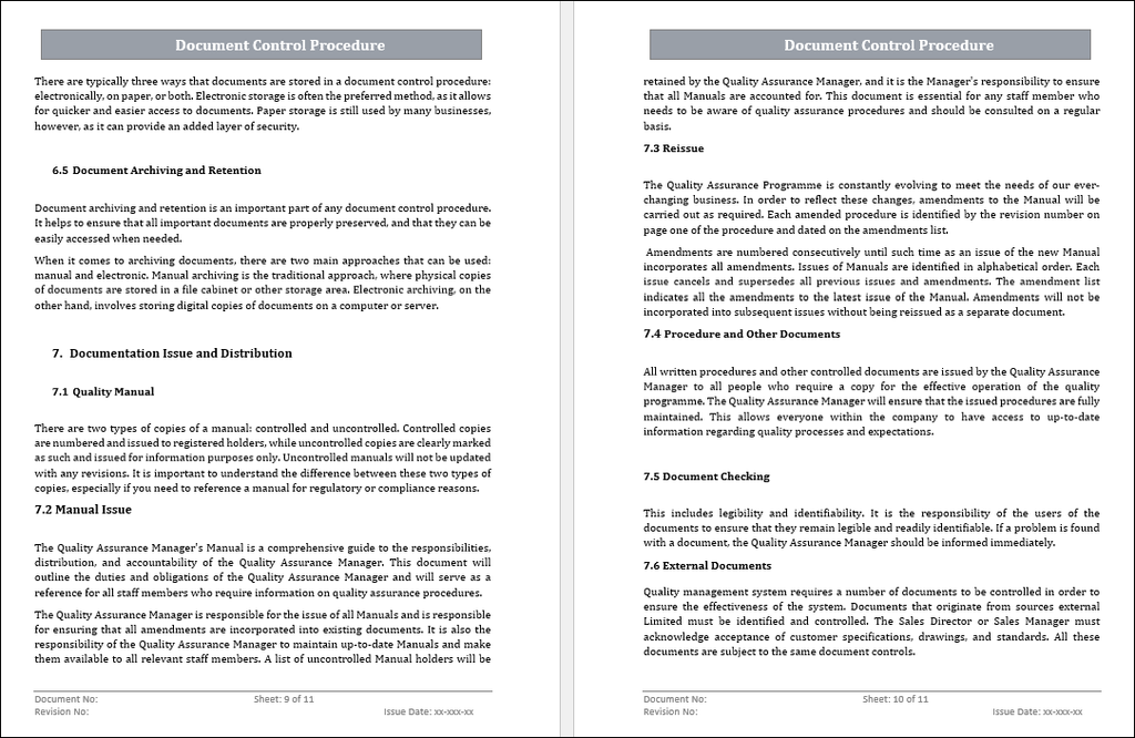 QMS 9001 Document Control Procedure Template