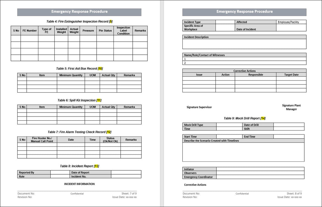 Emergency response procedure, Incident report