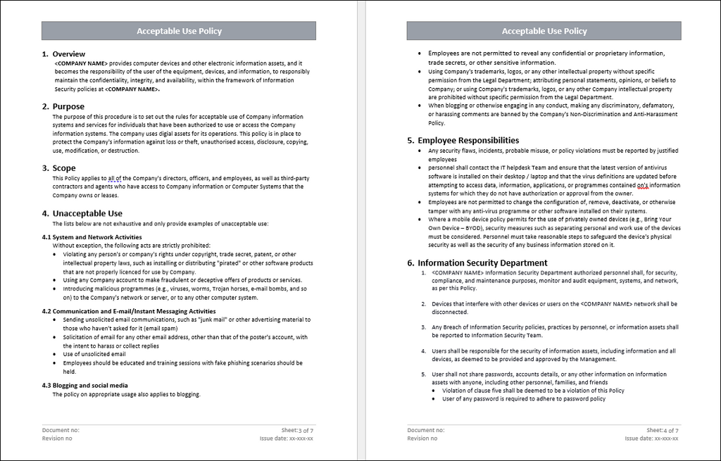 ISMS Acceptable Policy Template