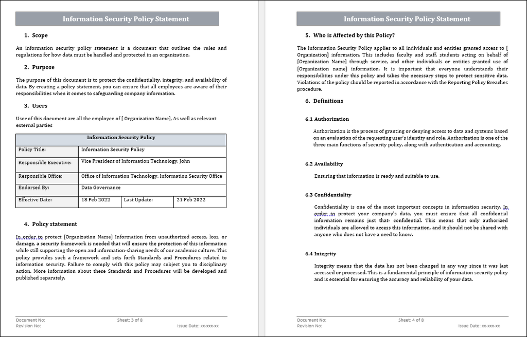 Information Security Policy, Information Security Policy Template, Information Security Policy Word Template