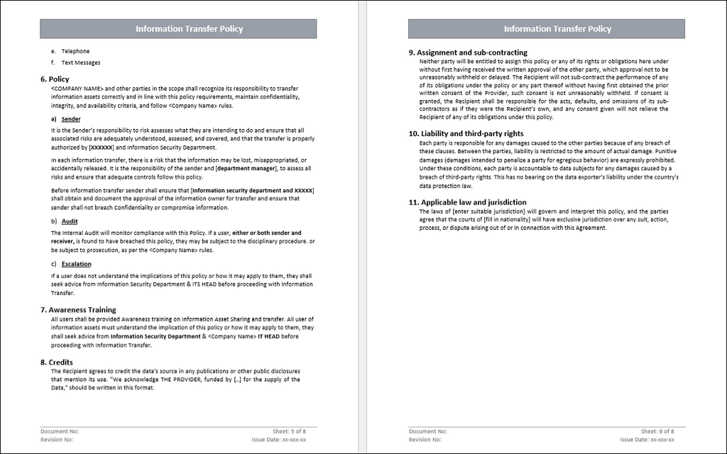 Information Transfer Policy Template Download