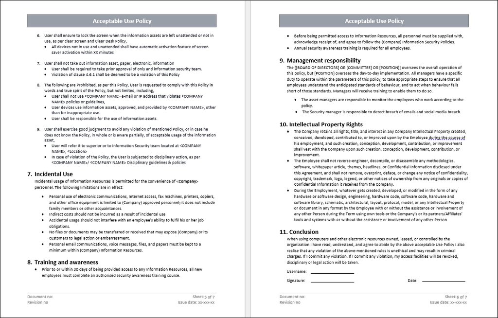 ISMS Acceptable Policy Template