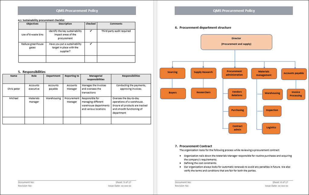 QMS Procurement, QMS Procurement Word Template, QMS Procurement Template Word, QMS Procurement Template