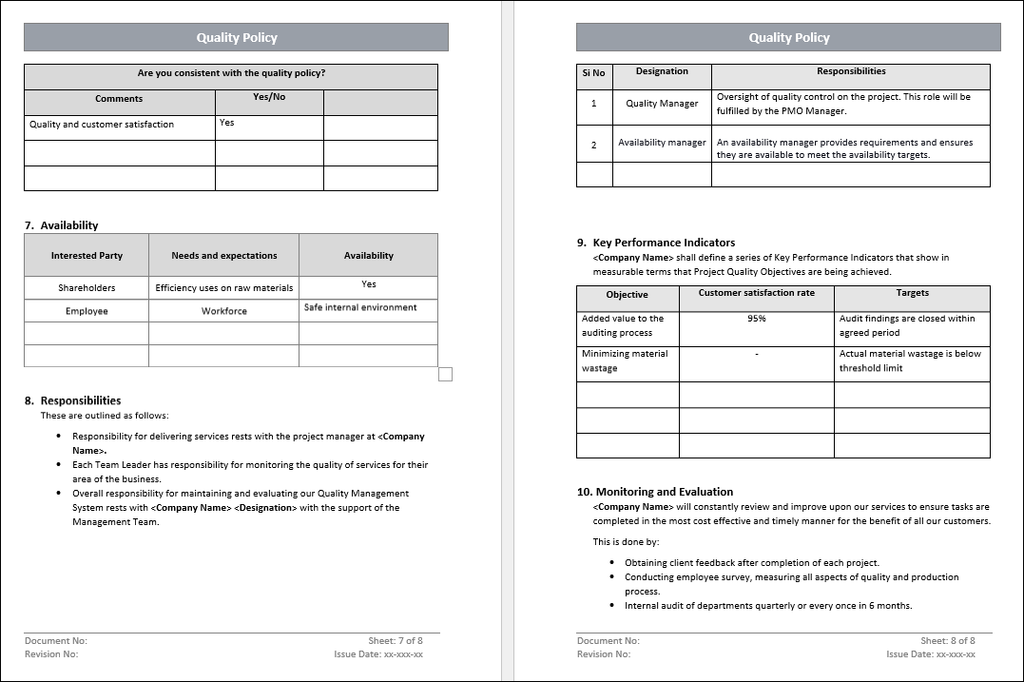 QMS Policy Template, Quality Policy Template, Quality Policy Word Template, Quality Policy Template Word