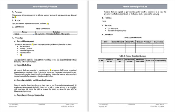 Record control procedure, Record management