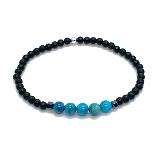 Sédimantra - Bracelet élastique unakite lave noire et onyx small