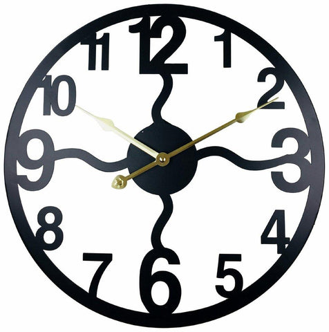 Wavy Black Metal Wall Clock Clock Pirata 