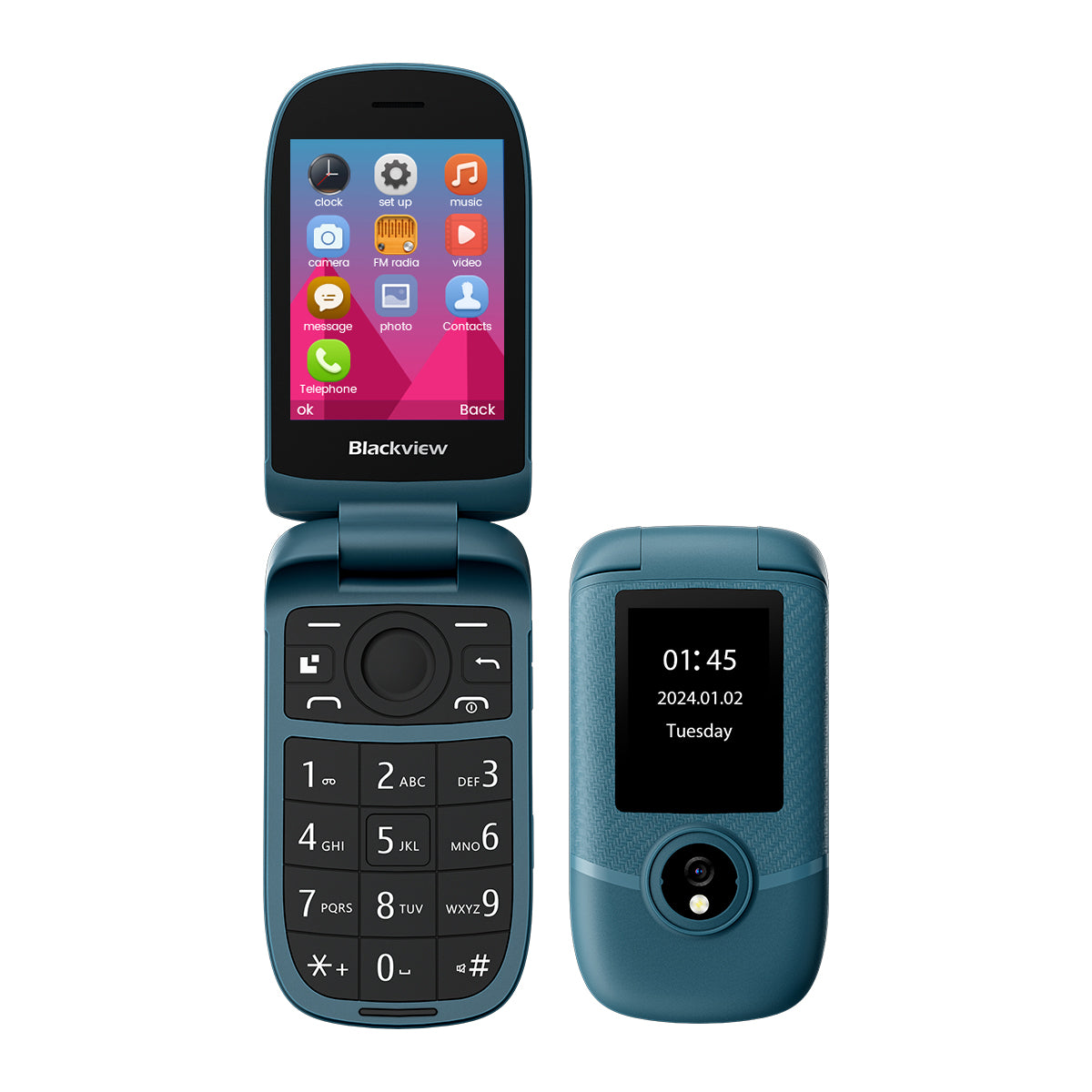 

Blackview N2000 Flip 2.8"+1.77" Display Unisoc T107 1500mAh Dual SIM 4G Cell Phone Blue