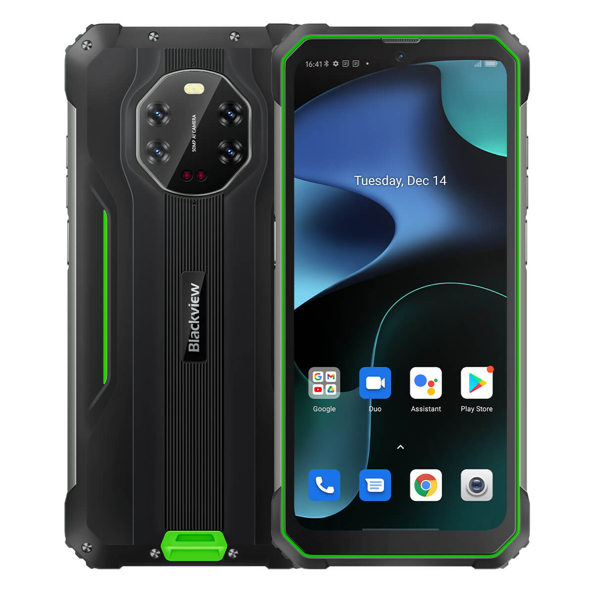 

Blackview BV8800 50MP 6.58" 8+128GB IR Night Vision Camera 90Hz Display 33W Charge Ruggedized Phone 8GB+128GB / Green