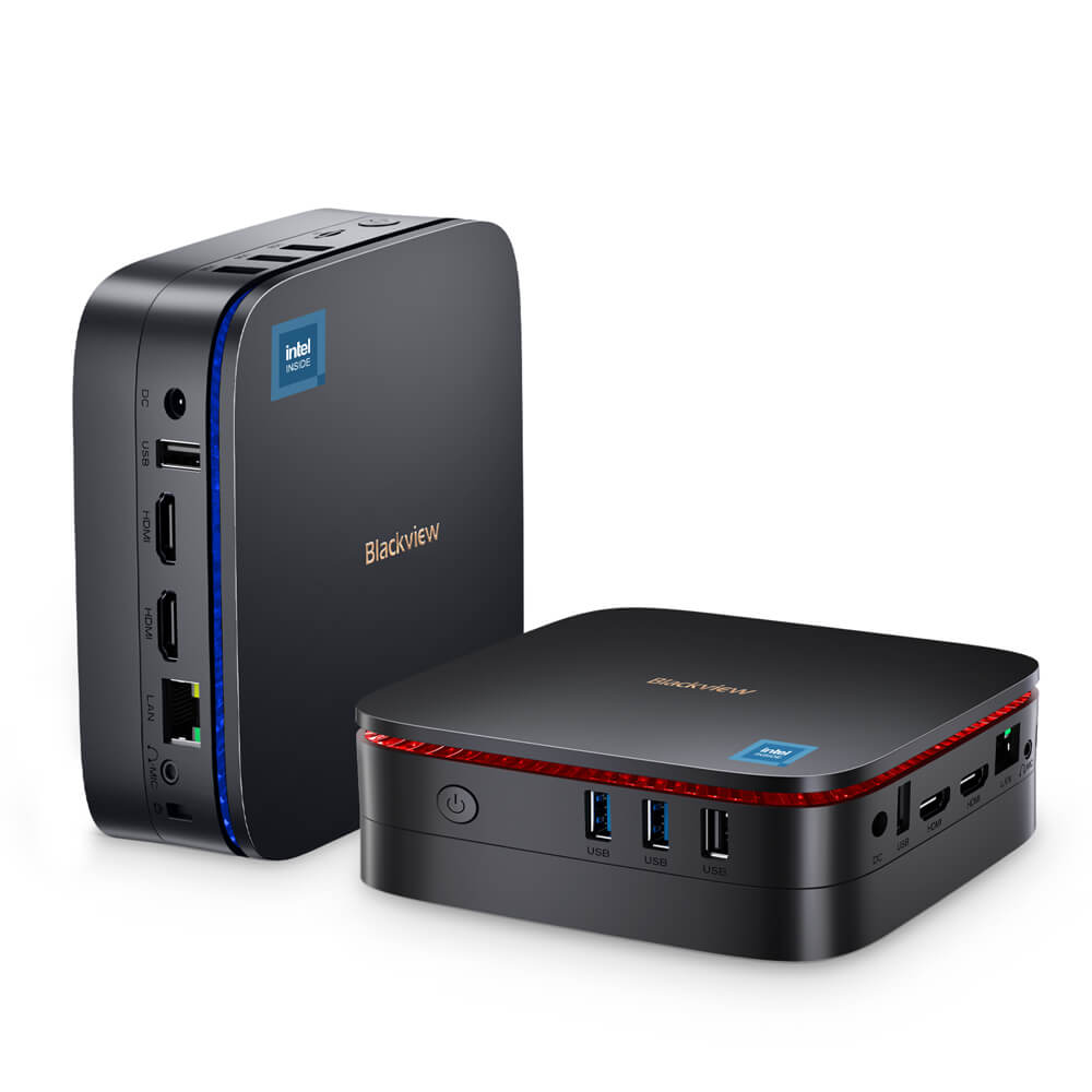 

Blackview MP60 Mini PC Intel N-series CPU Windows 11 Pro VESA Mount Support Mini PC 11th Gen Jasper Lake N5095 / 16GB+1TB / Black