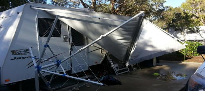Caravan Awning Damaged in a Storm